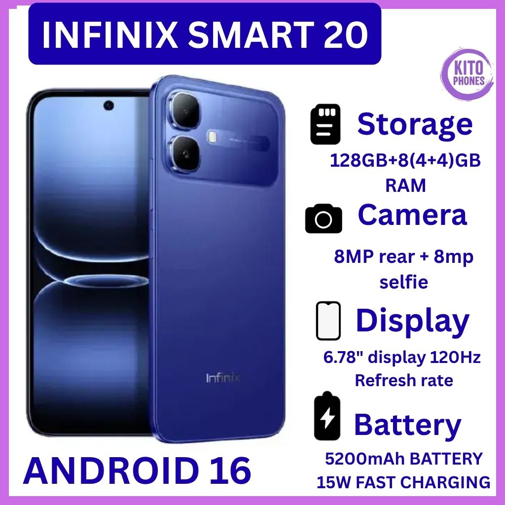 [NEW ARRIVAL] INFINIX Smart 20 128GB+4GB 6.67" 120Hz Display Dual Speakers Dual SIM 4.5G Slim Phone 5200mAh Battery 15W Charging IP64 Fingerprint Lock Android 16 SMARTPHONE +FREE GIFTS JUST FOR YOU