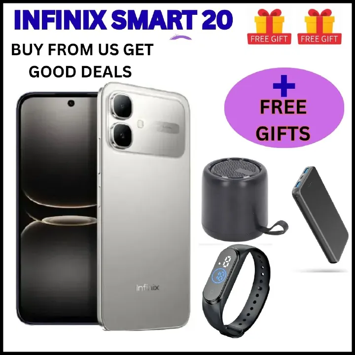 [NEW ARRIVAL] INFINIX Smart 20 128GB+4GB 6.67" 120Hz Display Dual Speakers Dual SIM 4.5G Slim Phone 5200mAh Battery 15W Charging IP64 Fingerprint Lock Android 16 SMARTPHONE +FREE GIFTS JUST FOR YOU