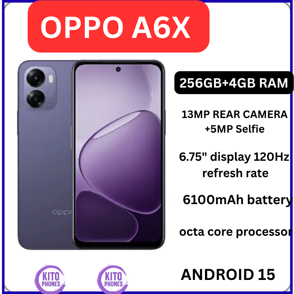 NEW ARRIVALS!!!! BRAND NEW OPPO A6X 4GB RAM + 256GB ROM, 6.75" 120Hz HD+ Display, 6100mAh Battery, 45W Fast Charge, Dual SIM with Side Fingerprint, 13MP Rear and 5MP Front Camera Phone smartphones