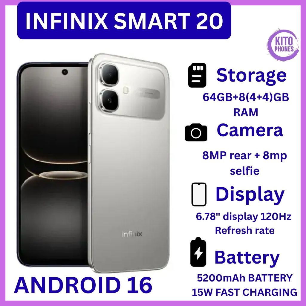 [NEW ARRIVAL] INFINIX Smart 20 64GB+4GB 6.67" 120Hz Display Dual Speakers Dual SIM 4.5G Slim Phone 5200mAh Battery 15W Charging IP64 Fingerprint Lock Android 16 SMARTPHONE+FREE GIFTS JUST FOR YOU