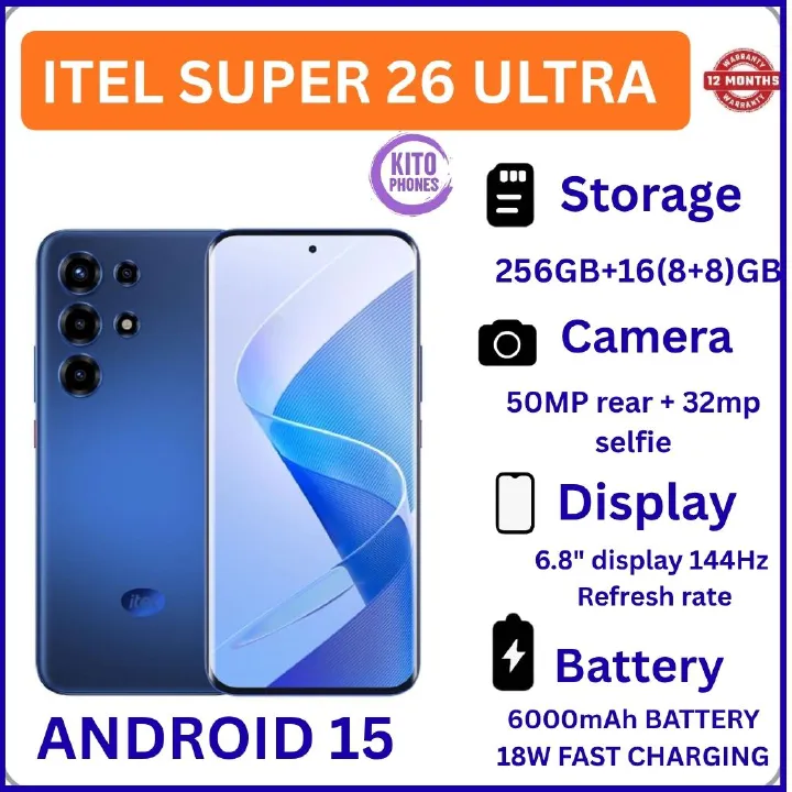 [Anniversary Deal] Itel SUPER 26 Ultra 256GB+16(8+8)GB Curved 6.8" 144Hz AMOLED Display 50MP Camera 6000mAh Battery 18W Fast Charging Under-Display Fingerprint itel Super 26 Ultra AI Smartphone