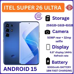[Anniversary Deal] Itel SUPER 26 Ultra 256GB+16(8+8)GB Curved 6.8" 144Hz AMOLED Display 50MP Camera 6000mAh Battery 18W Fast Charging Under-Display Fingerprint itel Super 26 Ultra AI Smartphone