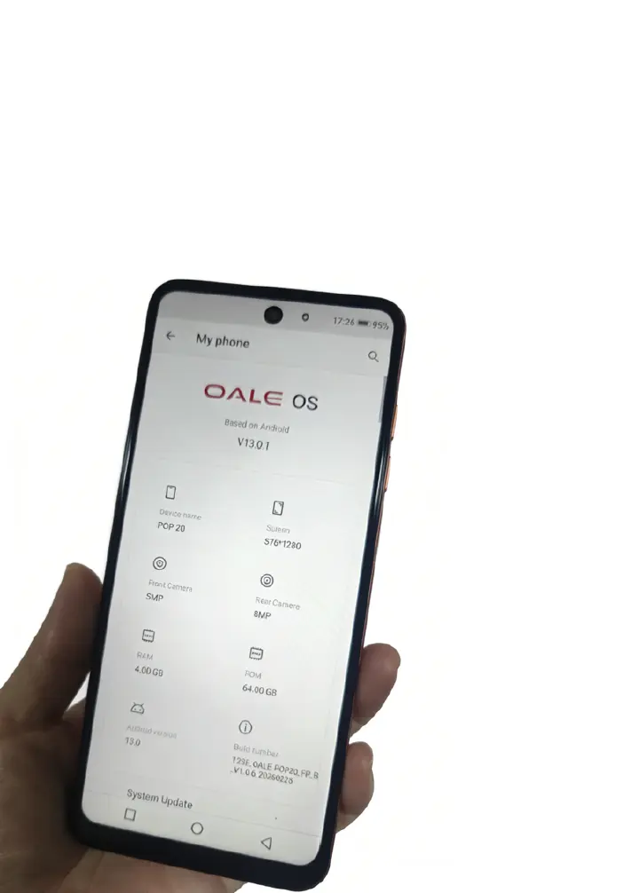 [NEW ARRIVAL] OALE POP 20 STORAGE 64GB ROM+4GB RAM SCREEN 6.6’’ DUAL SIM PHONE SIDE FINGERPRINT TYPE-C CHARGER REAR CAMERA 8MP+FRONT 5MP ANDROID 13 SMART PHONE ON