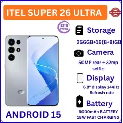 [Anniversary Deal] Itel SUPER 26 Ultra 256GB+16(8+8)GB Curved 6.8" 144Hz AMOLED Display 50MP Camera 6000mAh Battery 18W Fast Charging Under-Display Fingerprint itel Super 26 Ultra AI Smartphone