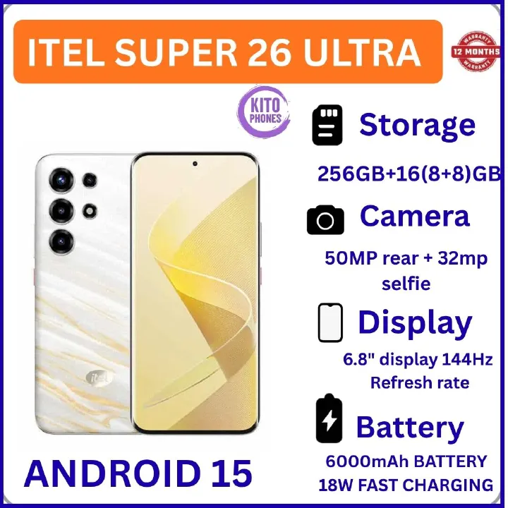 [Anniversary Deal] Itel SUPER 26 Ultra 256GB+16(8+8)GB Curved 6.8" 144Hz AMOLED Display 50MP Camera 6000mAh Battery 18W Fast Charging Under-Display Fingerprint itel Super 26 Ultra AI Smartphone