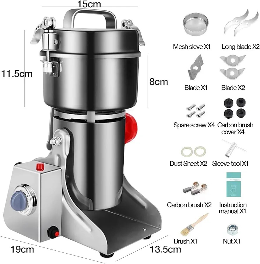 800G Spice Grinder Electric Grain Grinder Mill Grinder Grinding Machine for Various Grains Spice Grain                                                                                                 .