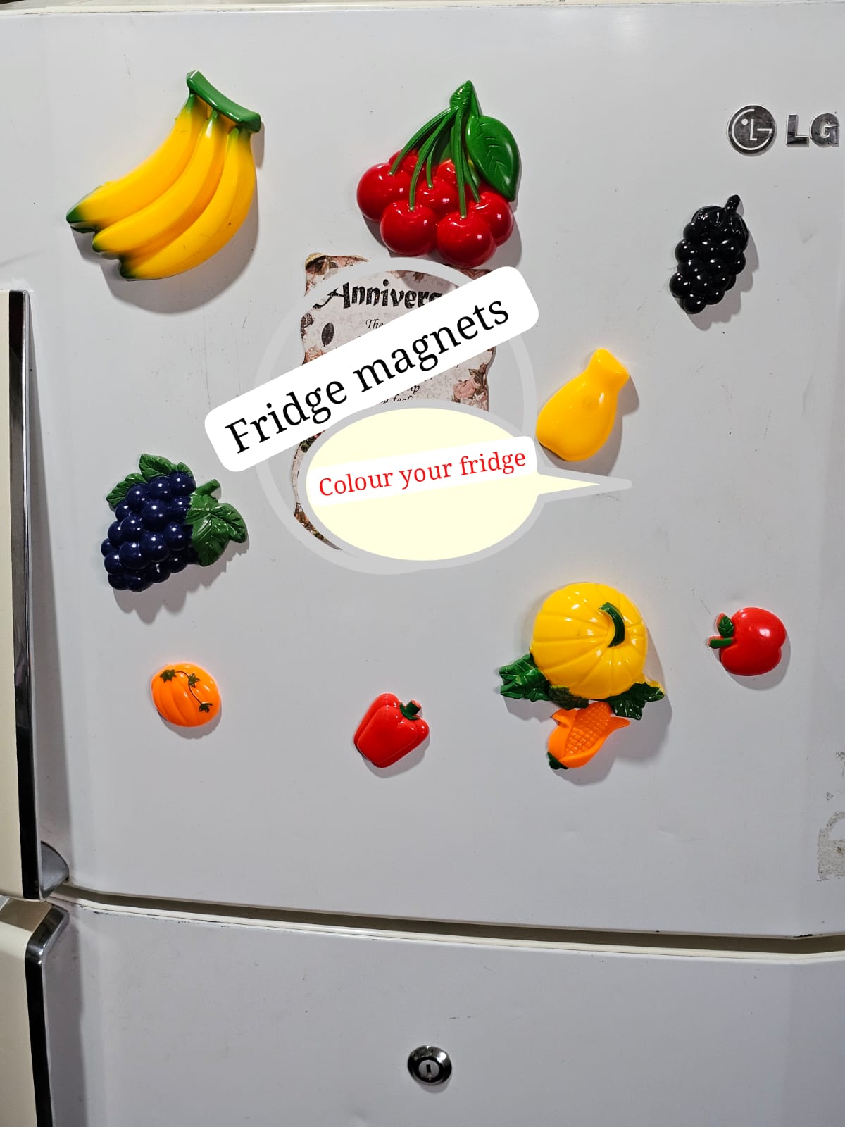 10 piece Cute Decorative and Educational Magnetic Fruit  and vegetables Fridge Stickers/ Memo Holders                                                                                                  .
