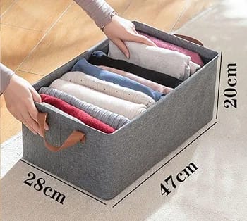 Closet Clothes Organizer unpartitioned with Handle and Steel Frame, one compartment Stackable Shelf Storage Baskets Foldable Wardrobe Storage Box for Clothes ,Toys,and books                          .