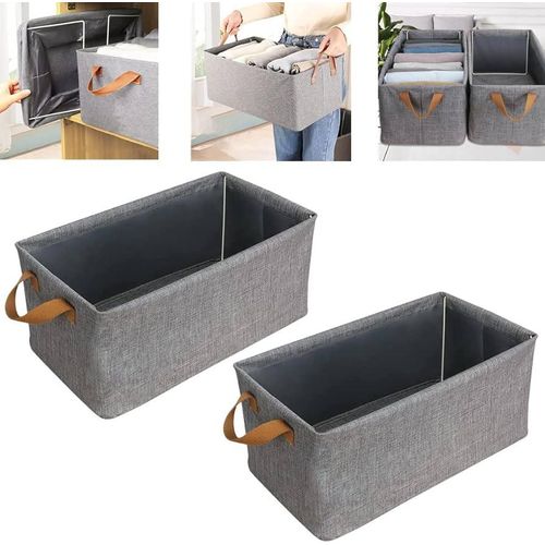 Closet Clothes Organizer unpartitioned with Handle and Steel Frame, one compartment Stackable Shelf Storage Baskets Foldable Wardrobe Storage Box for Clothes ,Toys,and books                          .