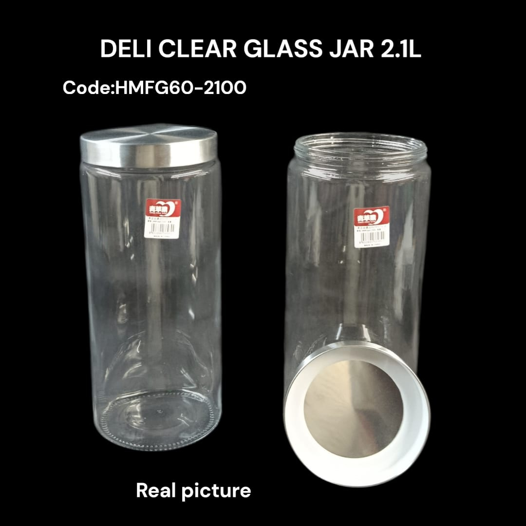 The Deli Clear Glass Jar 2.1L (Code: HMFG60-2100) is a practical and stylish storage solution designed to keep your kitchen neat, organized, and efficient.