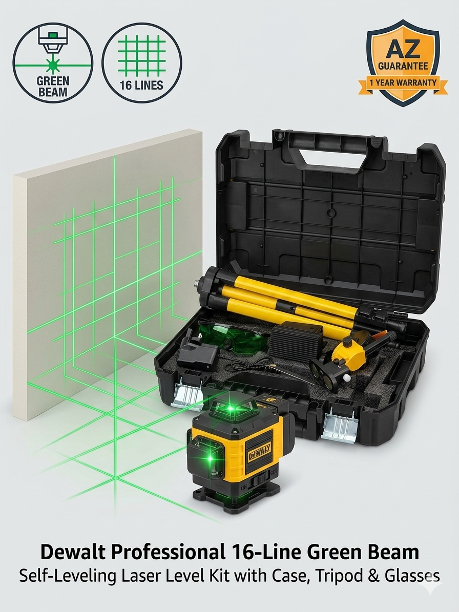 DEWALT 16-Line Laser Level – 4D 360° Green Beam Self-Leveling Construction Alignment Tool, Get precise alignment and professional construction accuracy today with this powerful DEWALT 16-line laser l,