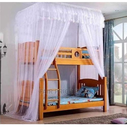 Top Square Double Decker Mosquito Net – Free Size Bed Net | Strong Durable Sleeping Net, White, Cream, Pink & Purple