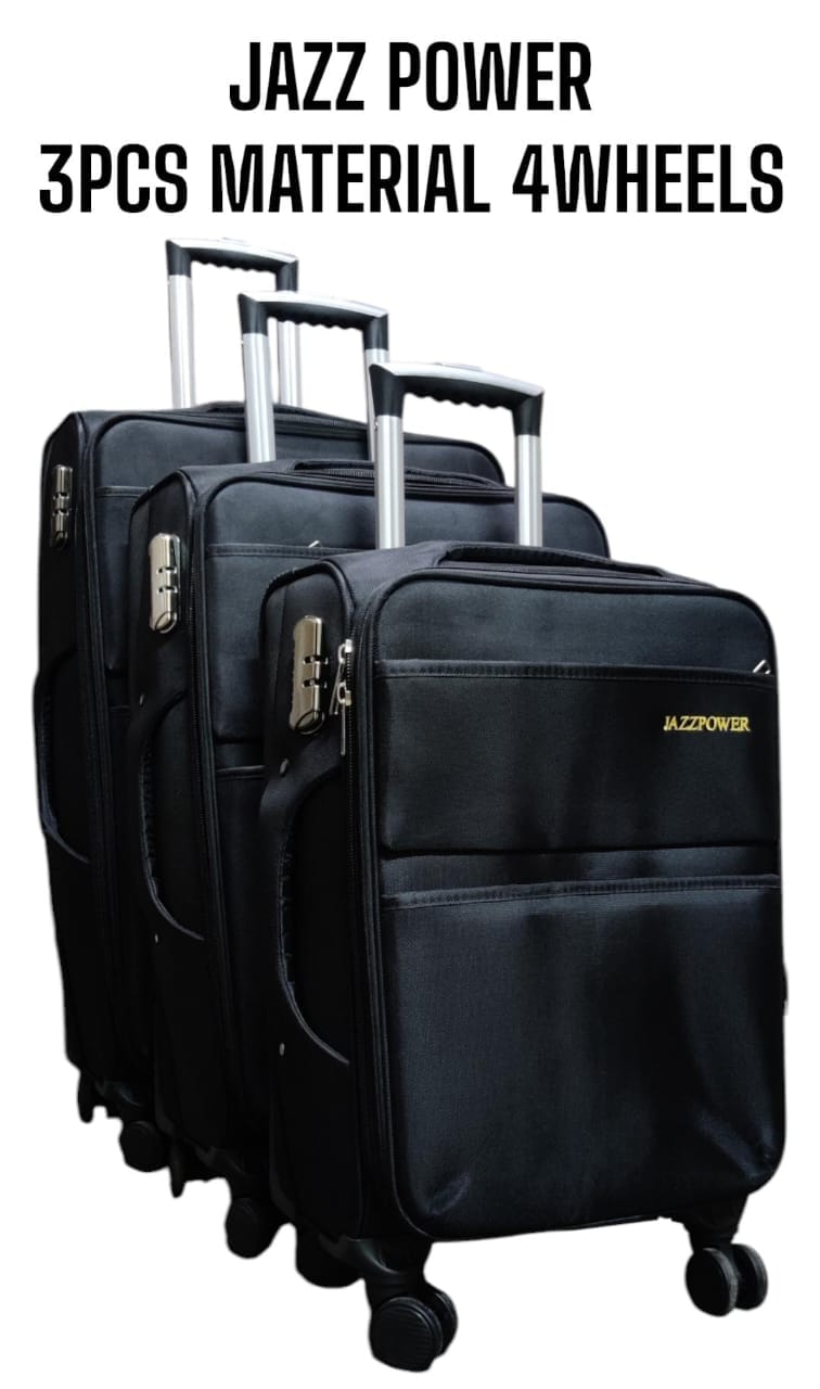3PCS Jazz Power Fabric Suitcase Set – 4 Wheel Spinner Luggage Set, Waterproof Travel Suitcases 20” 24” 28”, Durable Soft Shell Travel Bags for Men & Women.