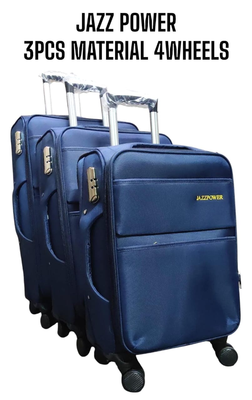 3PCS Jazz Power Fabric Suitcase Set – 4 Wheel Spinner Luggage Set, Waterproof Travel Suitcases 20” 24” 28”, Durable Soft Shell Travel Bags for Men & Women.
