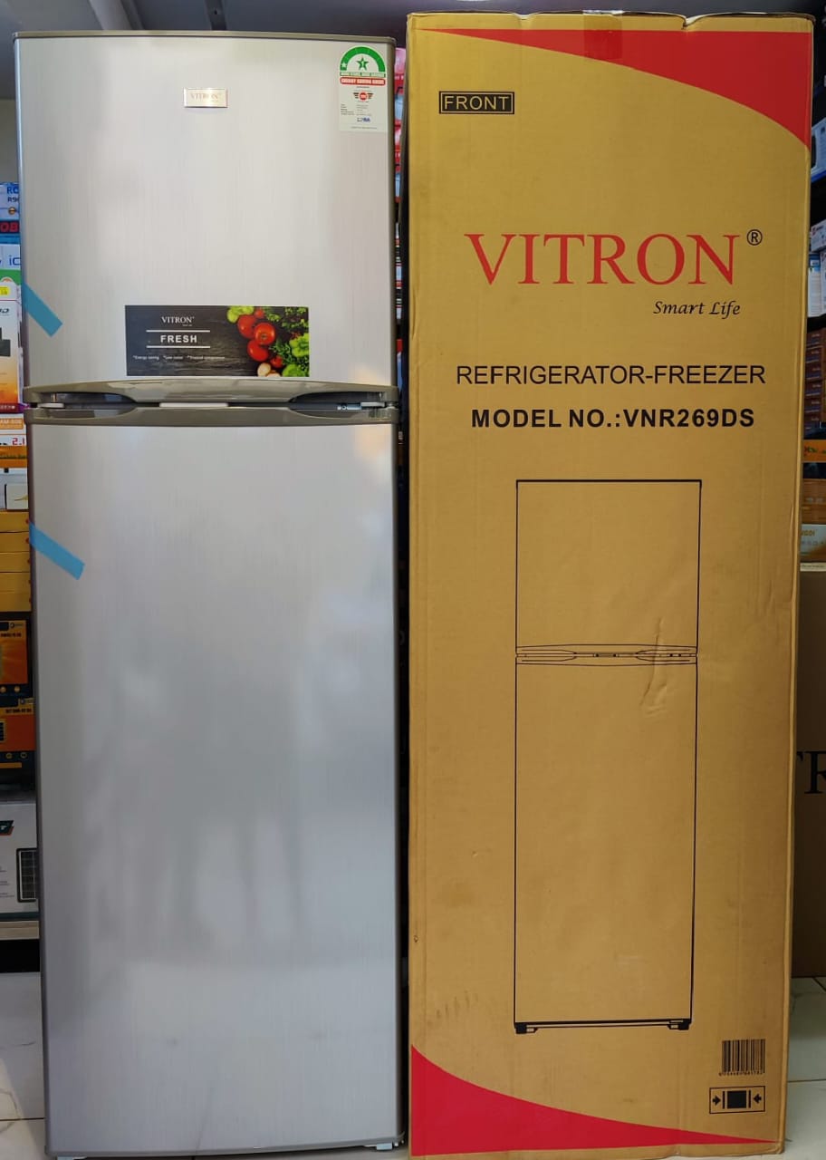 Vitron 216L No Frost Double Door Refrigerator – Energy Saving Frost Free Fridge with Spacious Storage, Shop now and enjoy reliable cooling, fresh food storage, and fast delivery while stock lasts