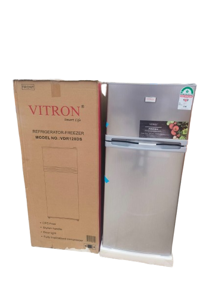 Vitron 125L Double Door Refrigerator – Energy Saving Compact Fridge with Spacious Storage, Upgrade your kitchen today with reliable cooling and smart storage while stock lasts!