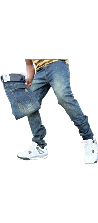 MEN'S JEANS | 1 Patched Blue Jeans Trouser For Men - High Quality Denim, Straight fit design (not slim fit) for comfort and relaxed wear, Durable fabric suitable for daily use and rough wear.