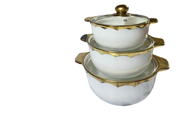 3 pcs ceramic bowl 3 PCS Classy Ceramic Serving Bowls White