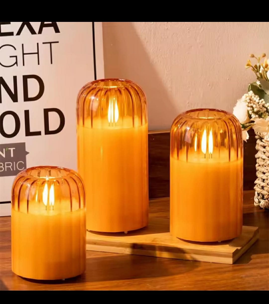 3 in 1 Advanced Glass LED Decor Lighting Candle – Stylish Home Ambience Light, order now and transform your space with timeless glow and modern safety!