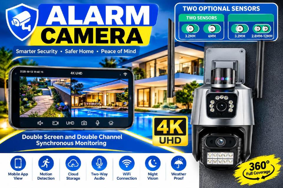 4K UHD Dual-Screen Dual-Lens Smart Alarm CCTV Camera – Smart Home Security Camera
