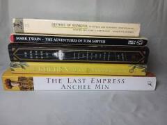 1. History of Mankind by Hawkes 2.The Adventures of Tom by Mark Twain 3.The Devil in The White City by Erik 4. The Golden Mean by Lyon 5.The Last Empress by Min