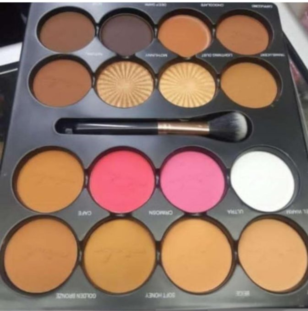 Micolor Powder Matte Contour Palette Contour , Highlighting, Foundation Set, Bronzer,Blush Powder Palette & a Brush -16pcs
