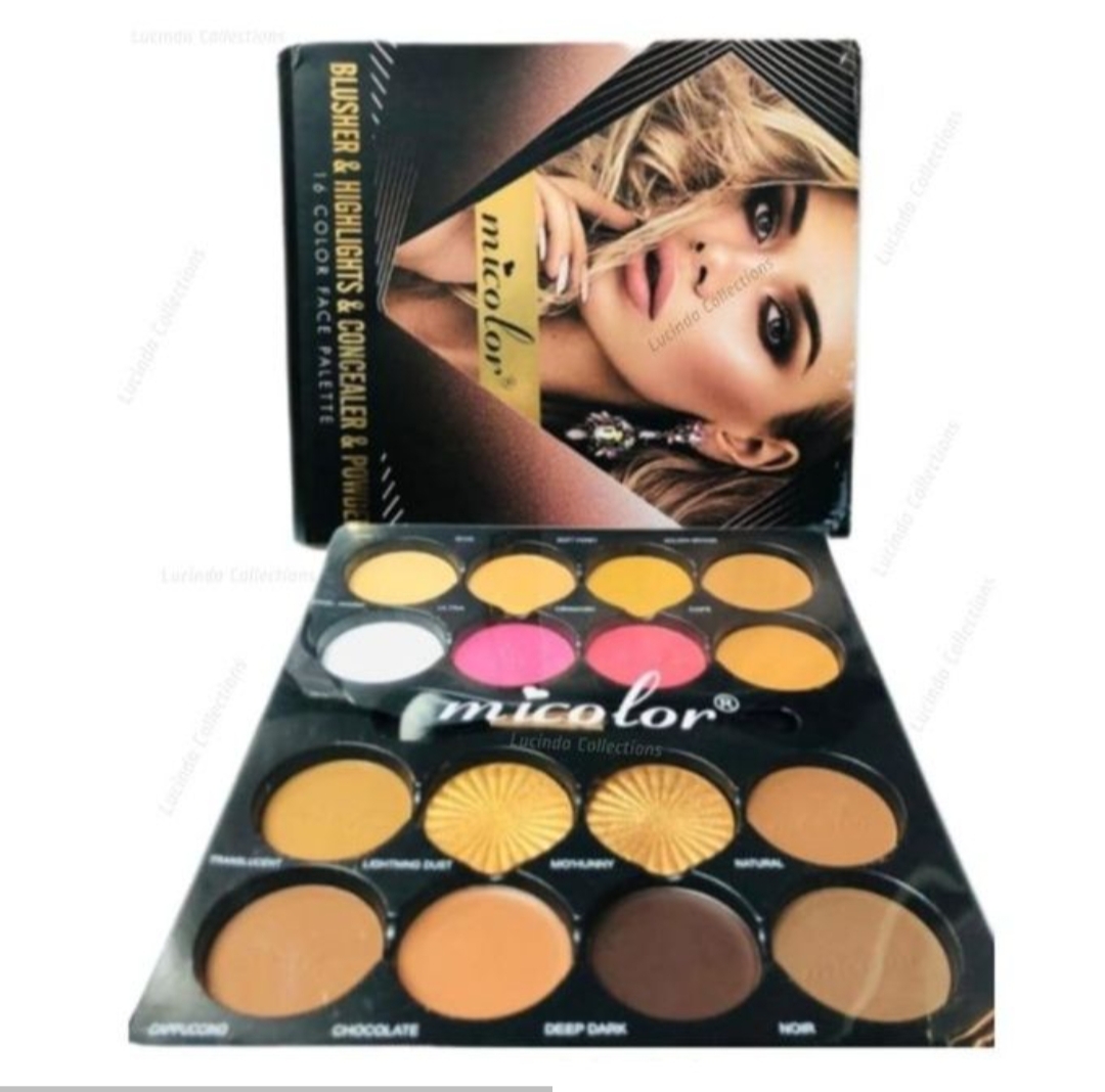 Micolor Powder Matte Contour Palette Contour , Highlighting, Foundation Set, Bronzer,Blush Powder Palette & a Brush -16pcs