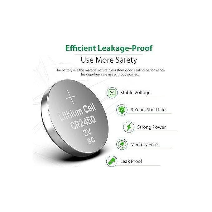 Premium  CR2450 Battery, Lithium Batteries, Tear Strip ECR 2450 DL2450 DL2450, BR2450, LM2450, 5029LC, KCR2450 Computer Motherboard Calculator Remote Control Car Key FOB CMOS