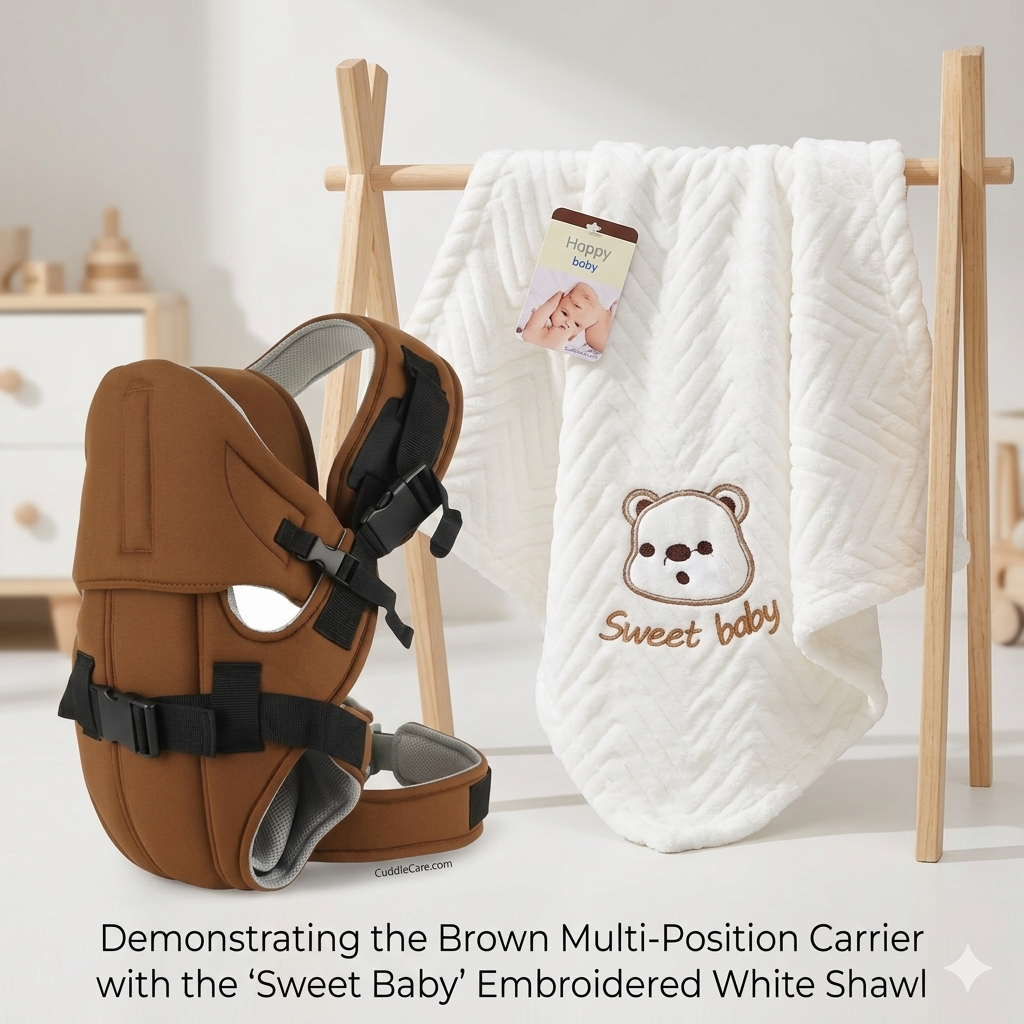 Luxury 4-in-1 Baby Carrier with Matching Soft Shawl – Ergonomic, Comfortable & Stylish Baby Carry Set