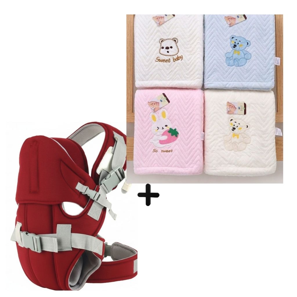 Luxury 4-in-1 Baby Carrier with Matching Soft Shawl – Ergonomic, Comfortable & Stylish Baby Carry Set