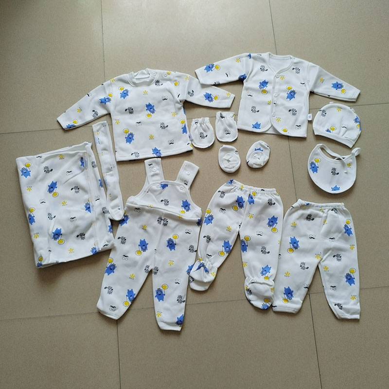 Lucky Star 11 Pieces  New Born Baby Receiving Set Newborn Baby Clothes Toddler with a open leg Romper Pants+Hat+Bibs Fall Winter Infant Baby Outfits soft durable and cozy set for girls and boys