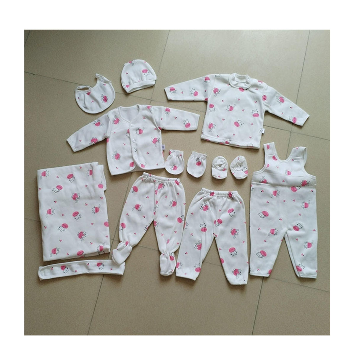Lucky Star 11 Pieces  New Born Baby Receiving Set Newborn Baby Clothes Toddler with a open leg Romper Pants+Hat+Bibs Fall Winter Infant Baby Outfits soft durable and cozy set for girls and boys