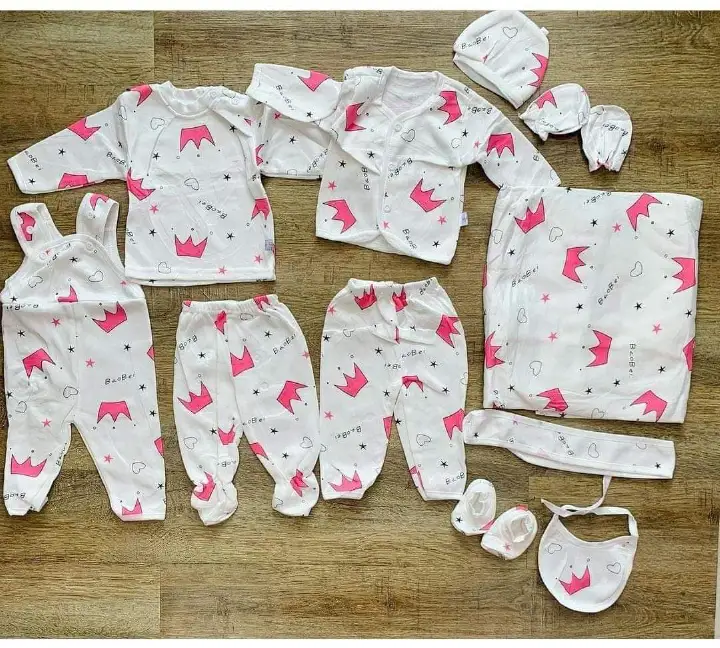 Lucky Star 11 Pieces New Born Baby Receiving Set Newborn Baby Clothes Toddler with a open leg Romper Pants+Hat+Bibs Fall Winter Infant Baby Outfits soft durable and cozy set for girls and boys