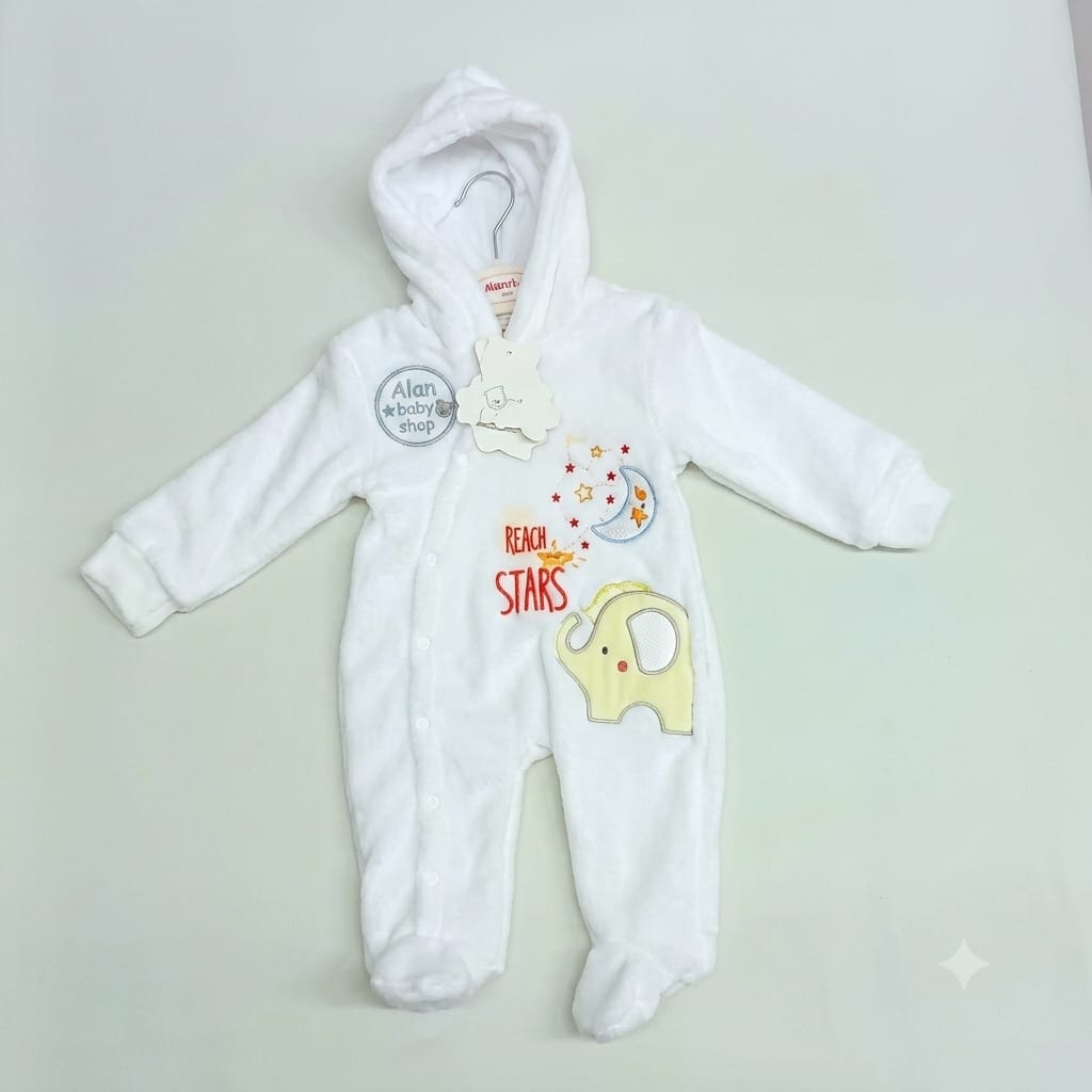 BABY ROMPERS| Ultra-Soft Fleece Hooded Baby Romper – Cozy Footed Onesie Jumpsuit for Newborns & Infants.