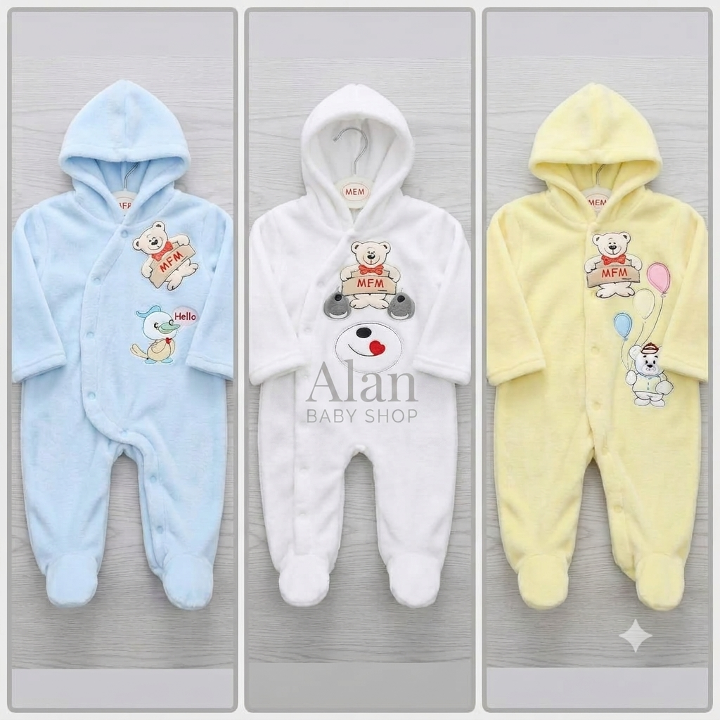 BABY ROMPERS| Ultra-Soft Fleece Hooded Baby Romper – Cozy Footed Onesie Jumpsuit for Newborns & Infants.