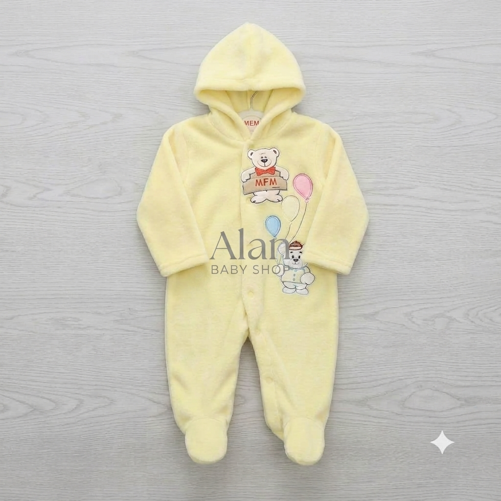 BABY ROMPERS| Ultra-Soft Fleece Hooded Baby Romper – Cozy Footed Onesie Jumpsuit for Newborns & Infants.
