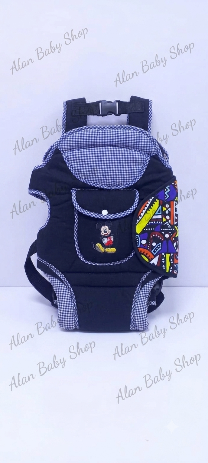 Soft-Structured Ergonomic Baby Carrier – Quilted Fabric with Vibrant Pattern Accent & Quick-Release Safety Buckles