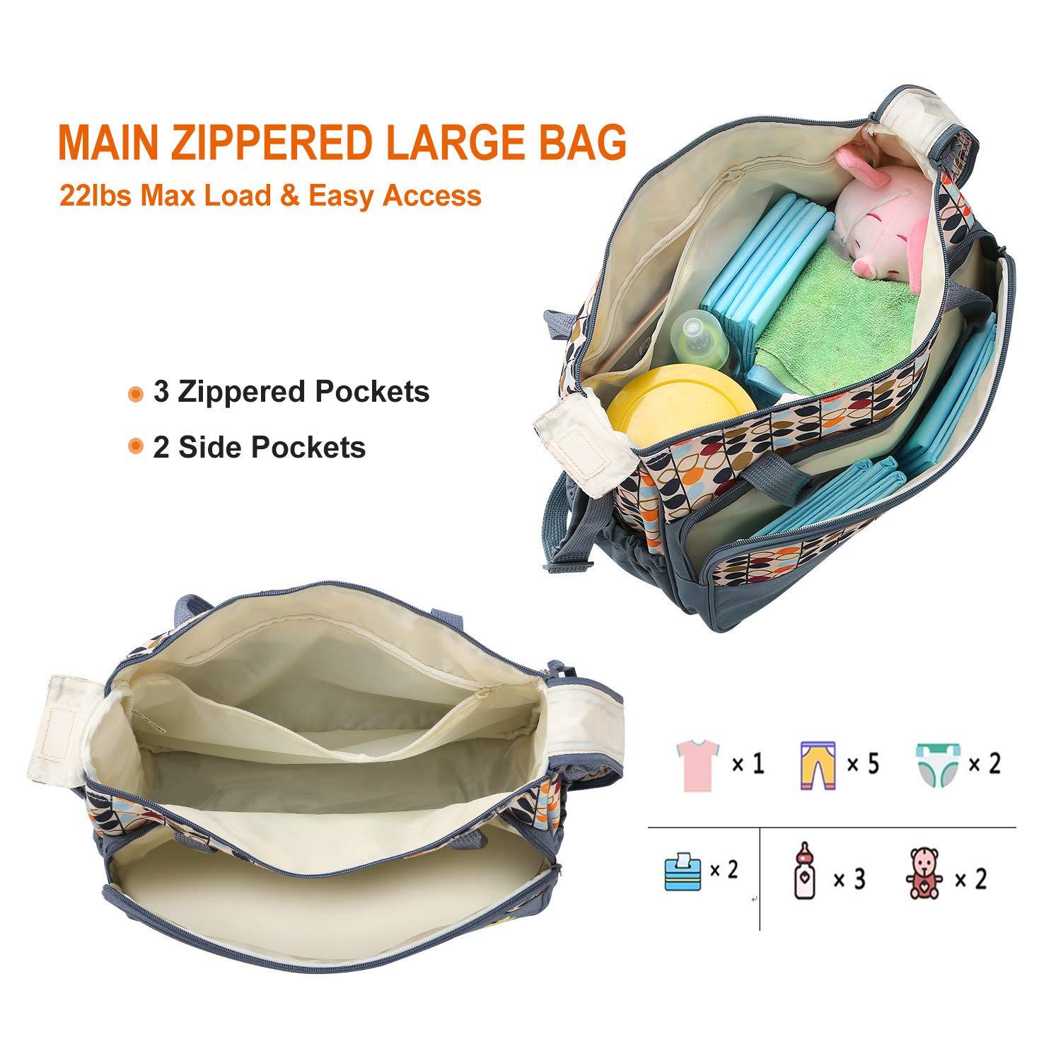 5 in 1 Baby Diaper Bag Set – Large Capacity Organizer with Bottle Holder, Food Bag, Nappy Pad & More | Durable, Stylish & Multi-Functional (Microfiber PVC)