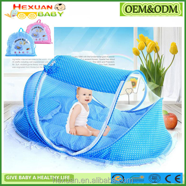 Baby zip closer mosquito net with mattress and pillow – 3-piece folding baby bedding set, portable U-shaped design with double zipper heads, includes soft mattress and pillow