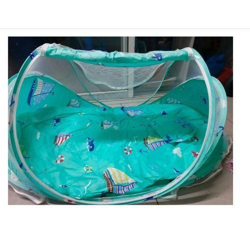 Baby zip closer mosquito net with mattress and pillow – 3-piece folding baby bedding set, portable U-shaped design with double zipper heads, includes soft mattress and pillow