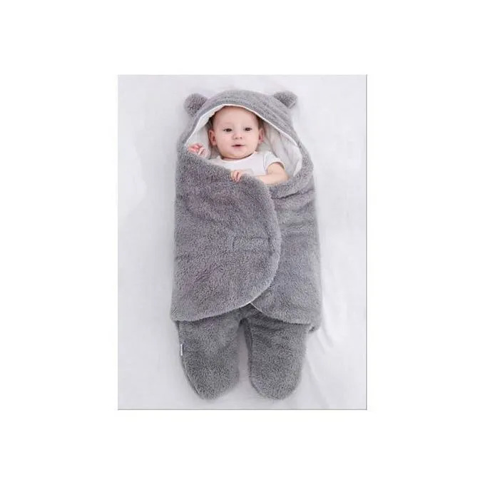 Plush Fleece Newborn Baby Swaddle Blanket – Ultra-Soft Bear Ear Hooded Sleeping Bag & Wrap