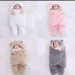 Plush Fleece Newborn Baby Swaddle Blanket – Ultra-Soft Bear Ear Hooded Sleeping Bag & Wrap