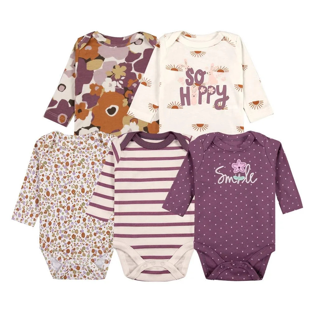 High Quality 5 Pcs/pack Newborn Cotton Long-sleeve Onesis/Bodysuits/Sleepsuits