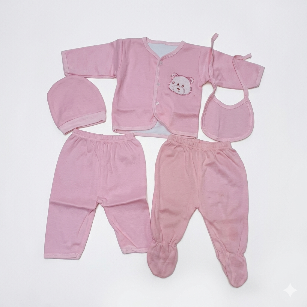 Plain Colours 5PCS Newborn Warm Fleece Receiving Set | Soft, Cozy & Durable Baby Clothing & Blanket Essentials for Infants | Perfect Winter Baby Gift Set for Boys & Girls