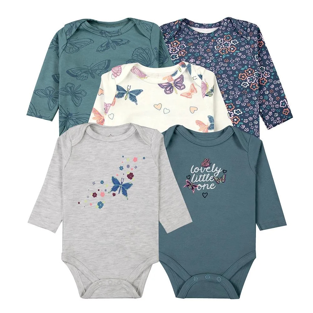 High Quality 5 Pcs/pack Newborn Cotton Long-sleeve Onesis/Bodysuits/Sleepsuits