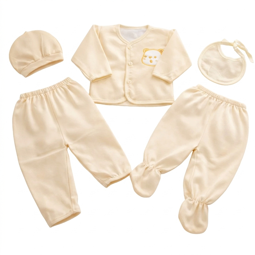 Plain Colours 5PCS Newborn Warm Fleece Receiving Set | Soft, Cozy & Durable Baby Clothing & Blanket Essentials for Infants | Perfect Winter Baby Gift Set for Boys & Girls