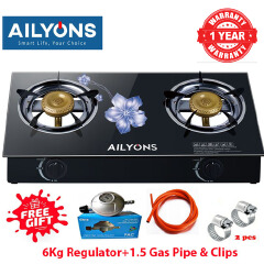 AILYONS Table Top Gas Cooker,2 Burner With A Strong Glass,AUTO Ignition(1YR WARRANTY)