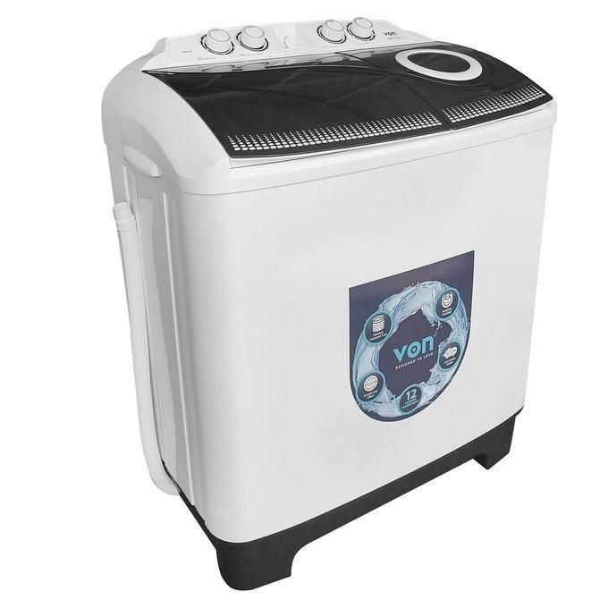 VON 13Kg Jumbo Semi Automatic Top Load Twin Tub Washing Machine with a dryer+1 YEAR WARRANTY