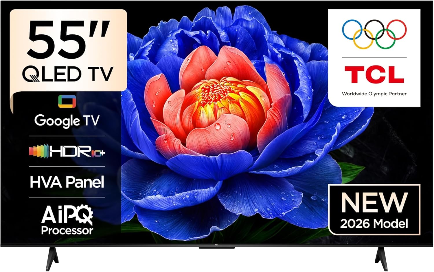 TCL 55" Inch Smart TV 55T6D 2026 Model QLED 4K LED Display Google Television OS Dolby Audio Technology WIFI Connectivity+FREE 360 WALL BRACKET