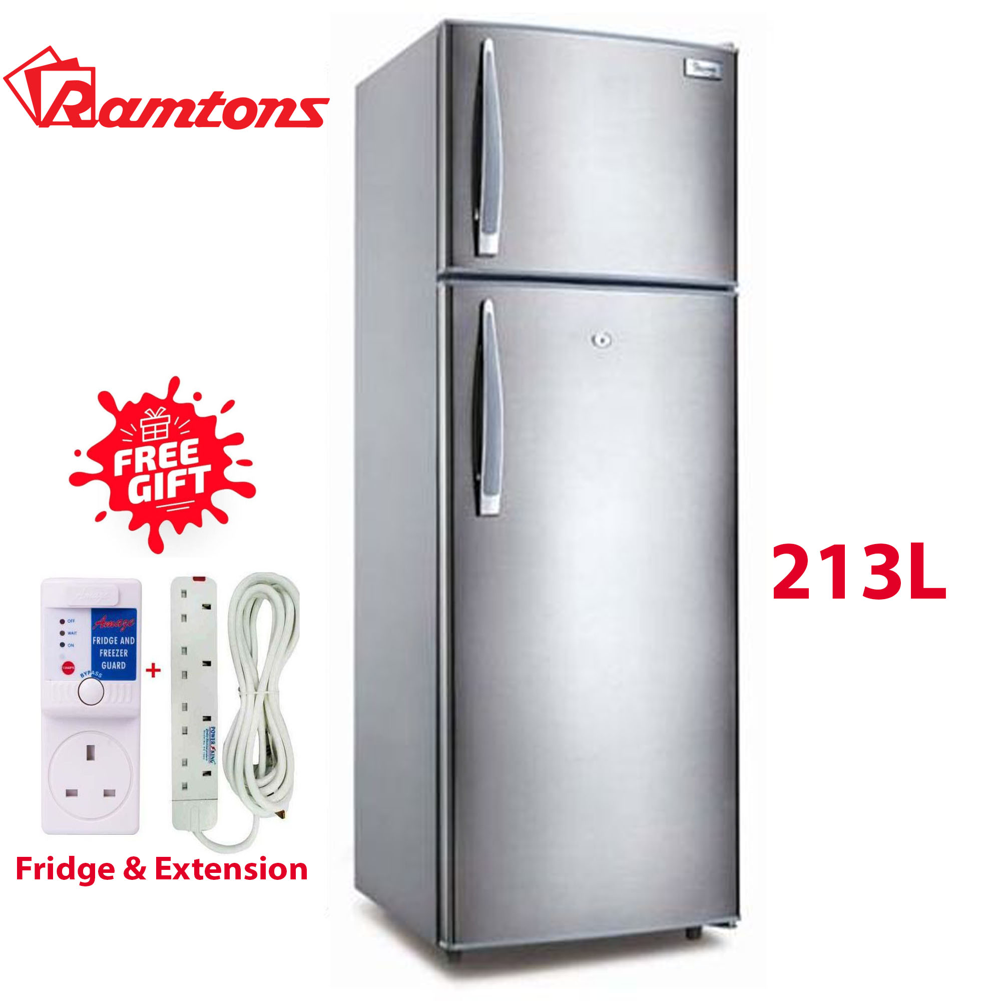 Ramtons RF/257 213L Double Door Fridge, Direct Cool Cooling System, Titan+FREE GIFTS